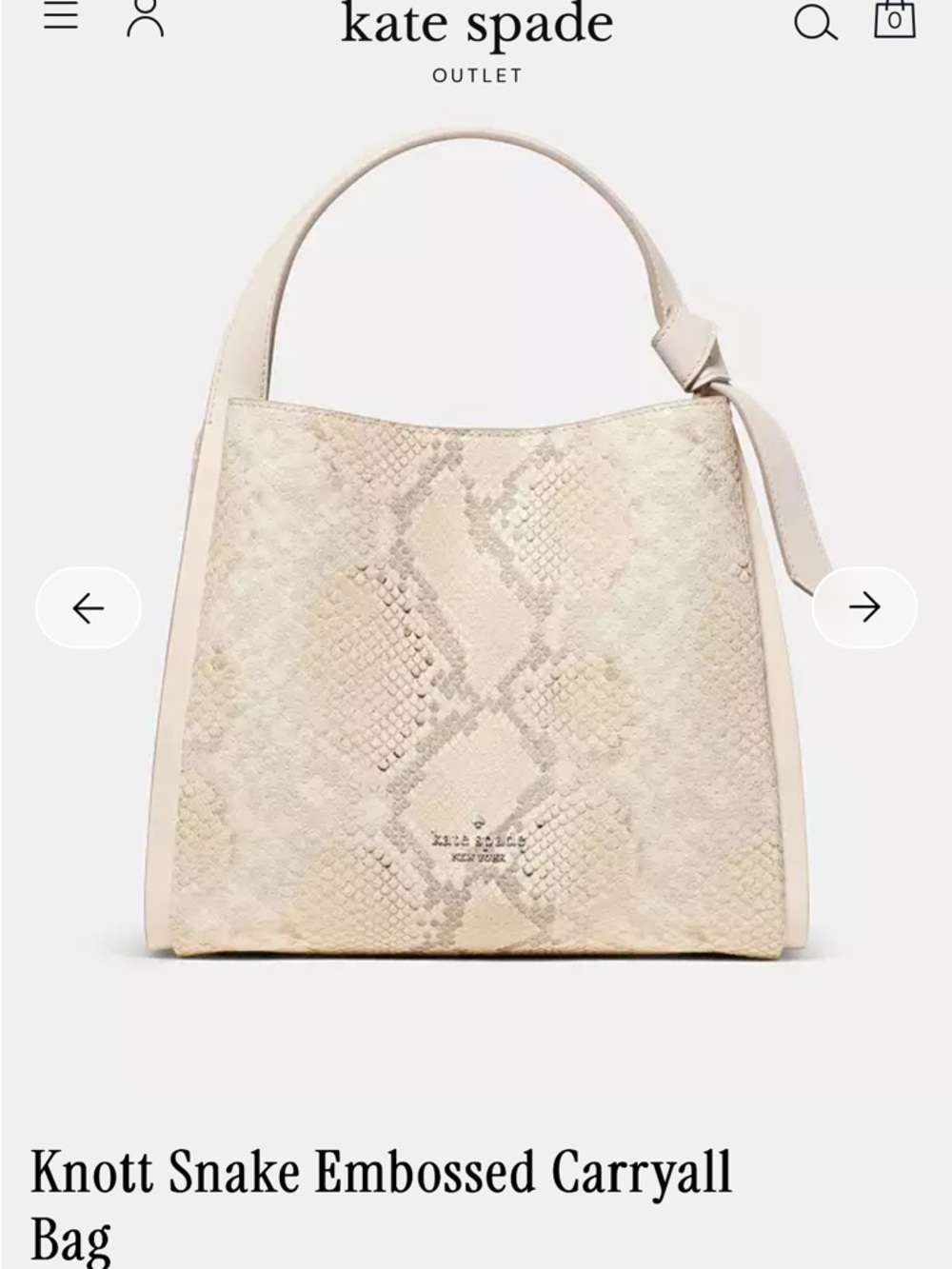 kate spade Cream Snake-Embossed Knott Shoulder Bag